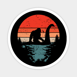 Bigfoot Riding Loch Ness - Retro Magnet